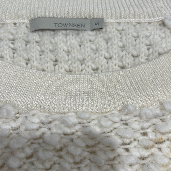 Townsen Popcorn Knit Raglan Sleeve Crew Neck Sweater SZ S Grey Cream - Picture 3 of 5